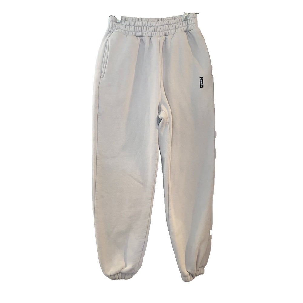 Comfrt Comfort Collection Light Gray Fleece Jogger Pants Pockets S